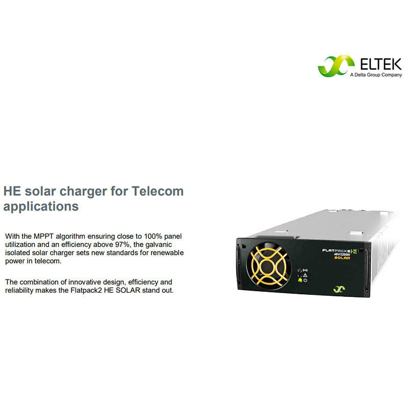 Eltek Flatpack2 48/3200 HE Solar Module 241119.650 Eltek Flatpack2 48/3200 HE Solar Charger Module 241119.650 3200W 97% Efficiency MPPT Telecom PV Rectifier