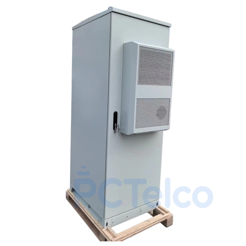 ODC40A-01 SGCC Galvanized Steel Outdoor Cabinet for Off-Grid Solar Telecom Energy Storage PCTELCO ODC40A-01 40U 19Inch IP55 Outdoor Solar Telecom Cabinet 2000W DC Air Condition Front View