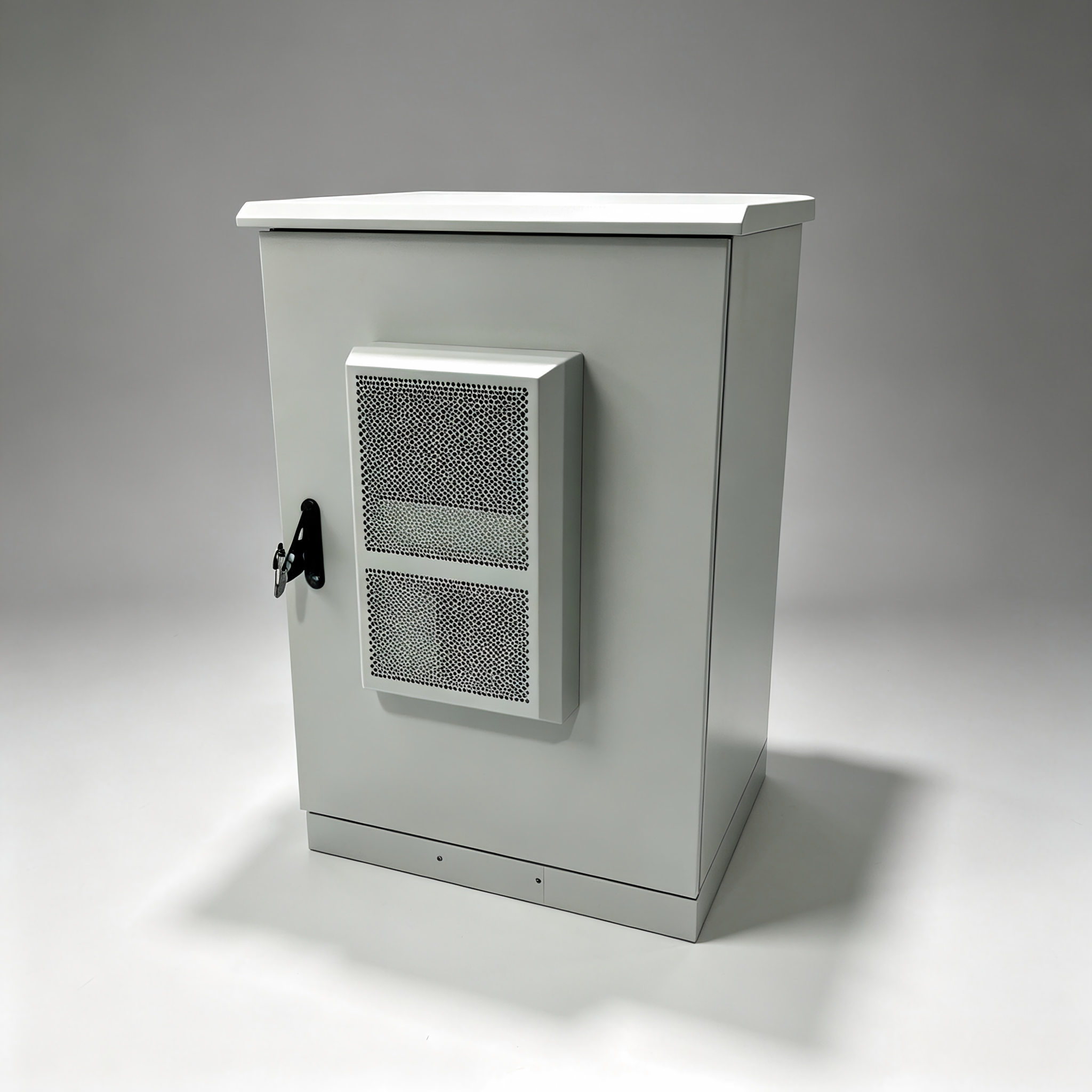 ODC24A-01 Thick Cold Rolled Steel Blank Outdoor Enclosure for Custom Telecom Power Equipment PCTELCO ODC24A-01 1200×800×350mm IP55 Empty Outdoor Telecom Cabinet 300W AC Air Condition Front View