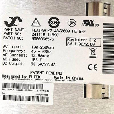 Eltek 241115.105 FP2 48/2000HE 48Vdc 2000W AC DC Module High Effciency