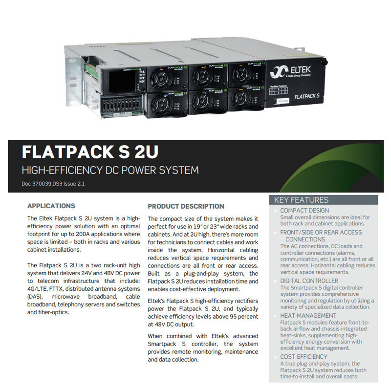 Eltek Flatpack S 1U 48V 5.4kW Embedded DC Power System | Flatpack S 48/1800 HE | Smartpack S Controller