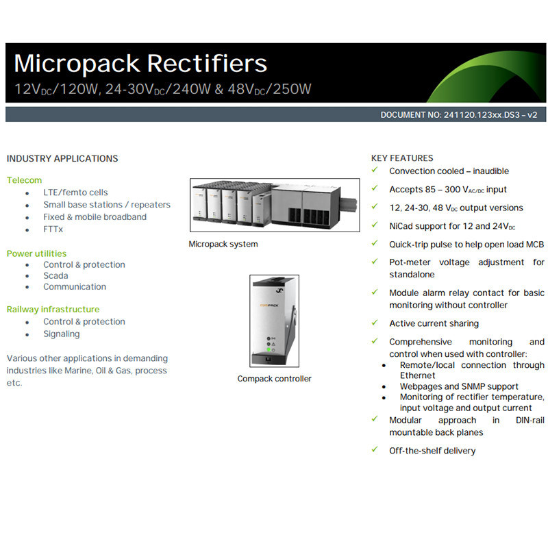 Eltek Micropack Rectifier Module 241120.300 / 241120.200 / 241120.100 (12V 120W 24V 240W 48V 250W)