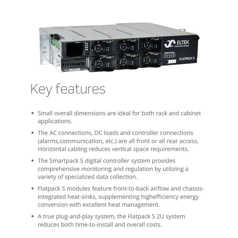 Eltek Flatpack S 1U 48V 5.4kW Embedded DC Power System | Flatpack S 48/1800 HE | Smartpack S Controller