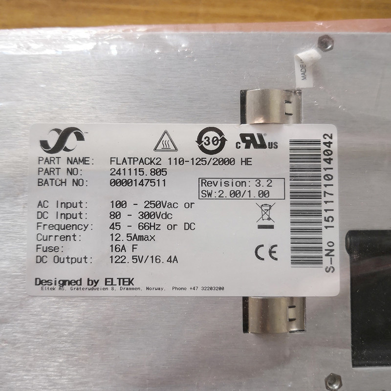 Eltek Flatpack2 110-125/2000 HE Rectifier Module 241115.805 (110V 2000W Power Supply)