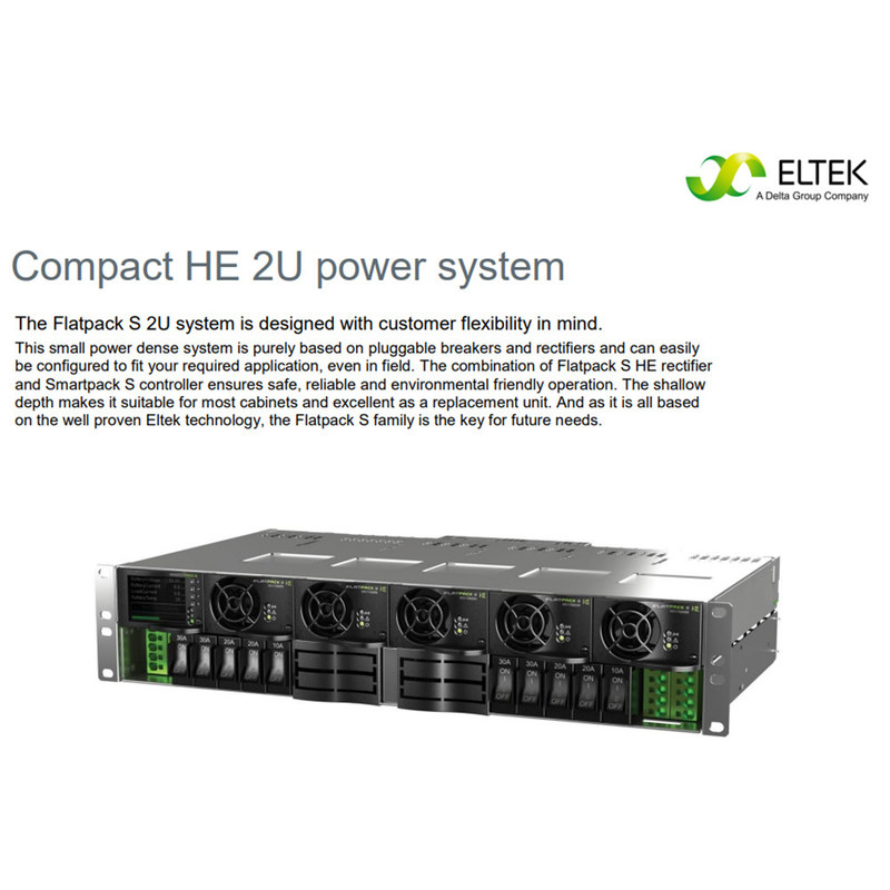 Eltek Compact HE 2U power system CTOS0502, Smartpack S controller + Flatpack S 48/1800HE rectifier 48V 150A telecom DC power shelf