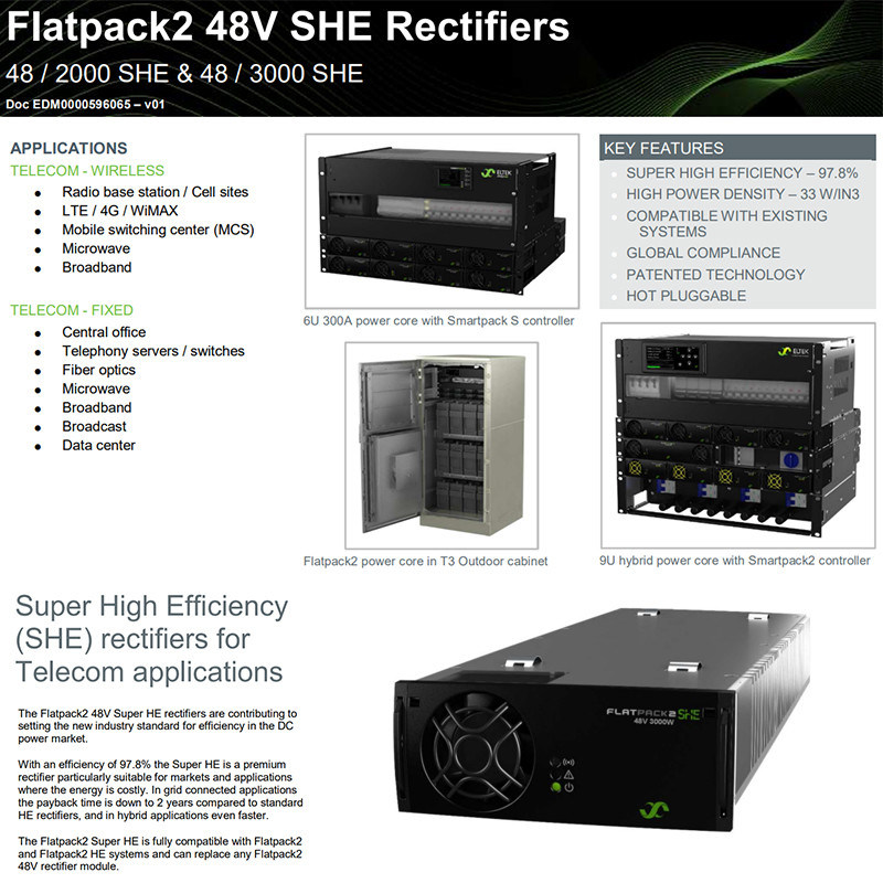 Eltek Flatpack2 48/3000 SHE Rectifier Module 241119.106 48V 3000W Telecom Power Supply