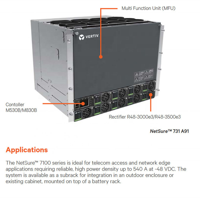 Vertiv NetSure 731 A91 19-Inch Embedded 48V DC Telecom Power System