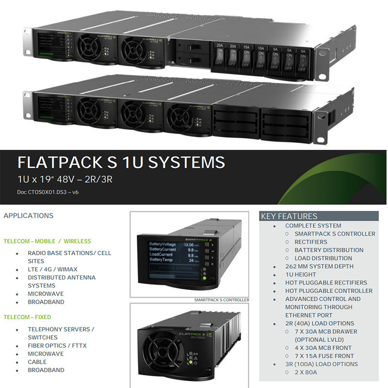 Compact Embedded Power Cabinet | Eltek Flatpack S 48/1800 HE 1U 48V DC Power System