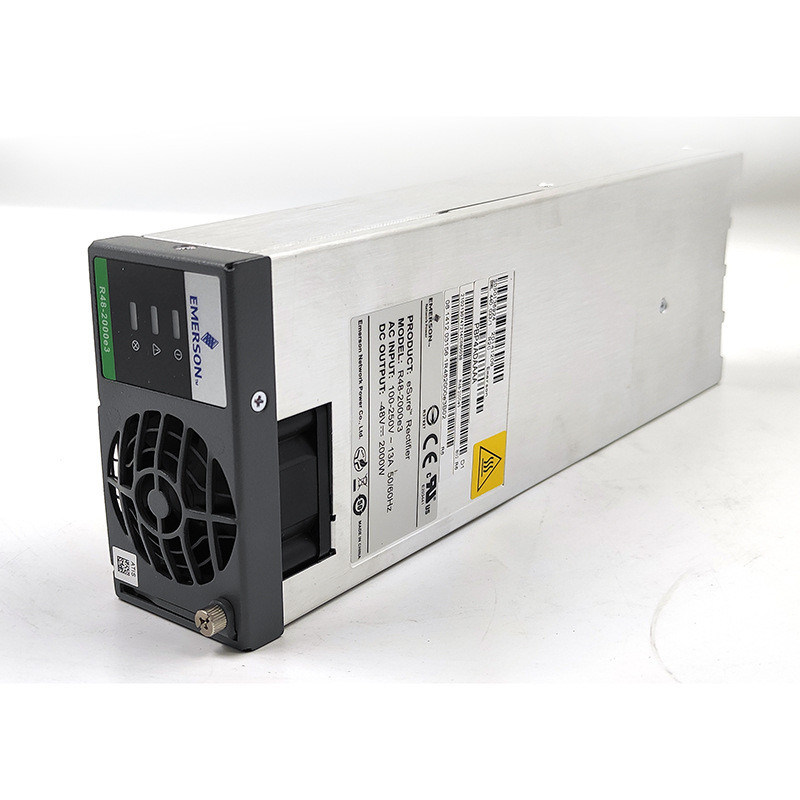 Vertiv R48-2000E3 eSure 2kW 96.2% Efficiency Rectifier for NetSure Power System Vertiv Emerson R48-2000E3 eSure 48V 42A 2000W Hot Swap Telecom Rectifier Module Front View